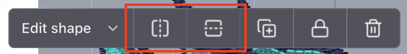 Selection toolbar with flip horizontal and flip vertical highlighted between Edit shape and the other actions.