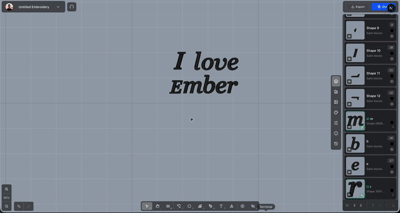 Animated demonstration in the editor. Outline follows the I love Ember lettering, and a border is placed around a red fill beside it.